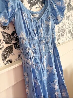 Hollister Light Blue Floral Midi Dress